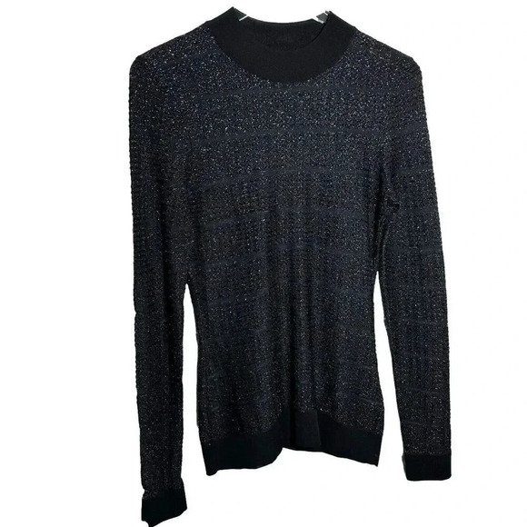 Roland Mouret metallic black knit semi-sheer sweater top womens size Medium - Picture 1 of 7